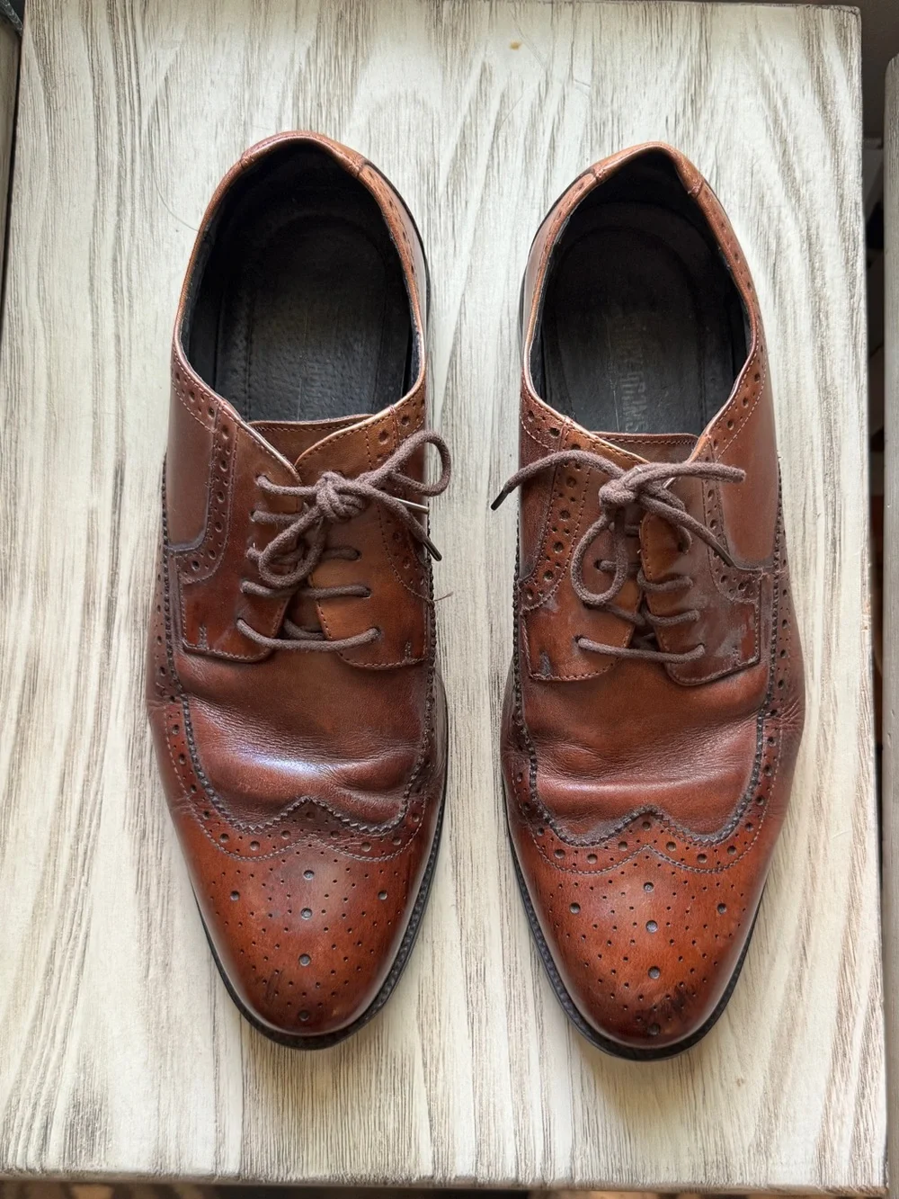 Stacy Adams Men’s Leather Wingtip Oxford Dress Shoes Brown Size 11M